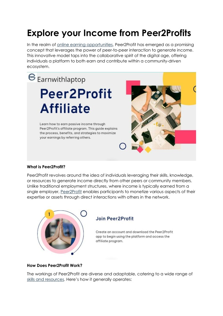 explore your income from peer2profits