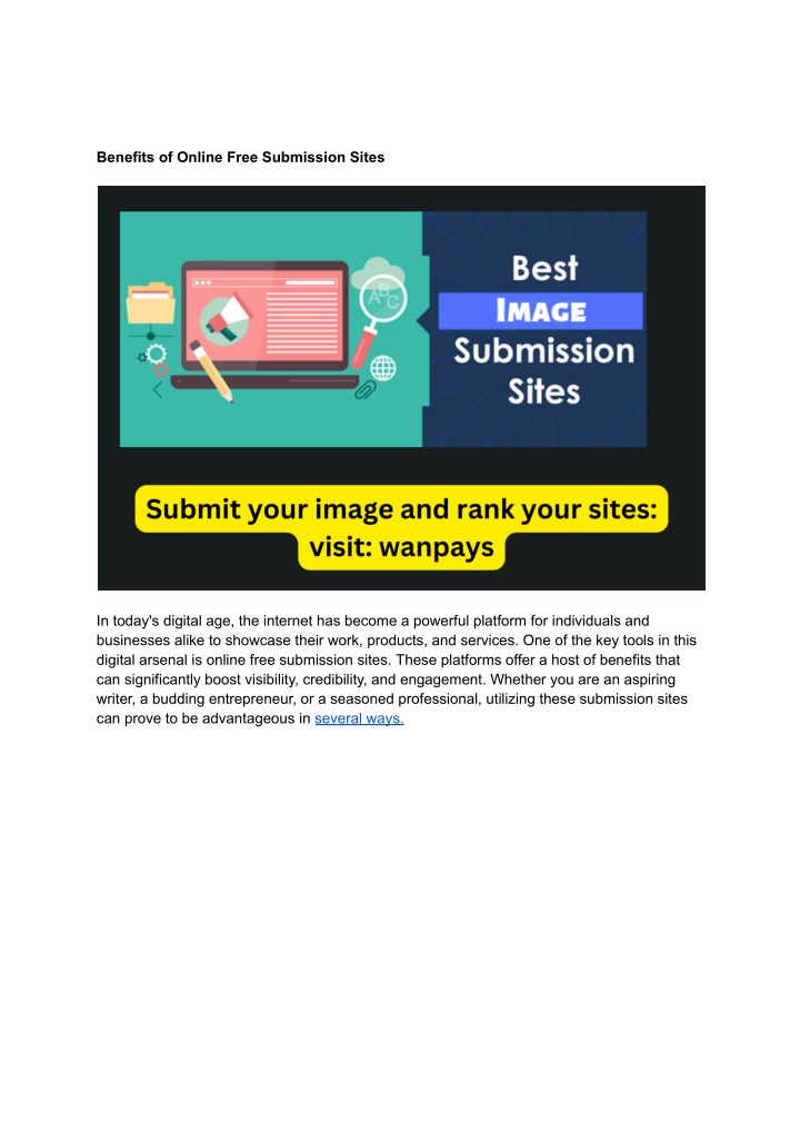 benefits of online free submission sites