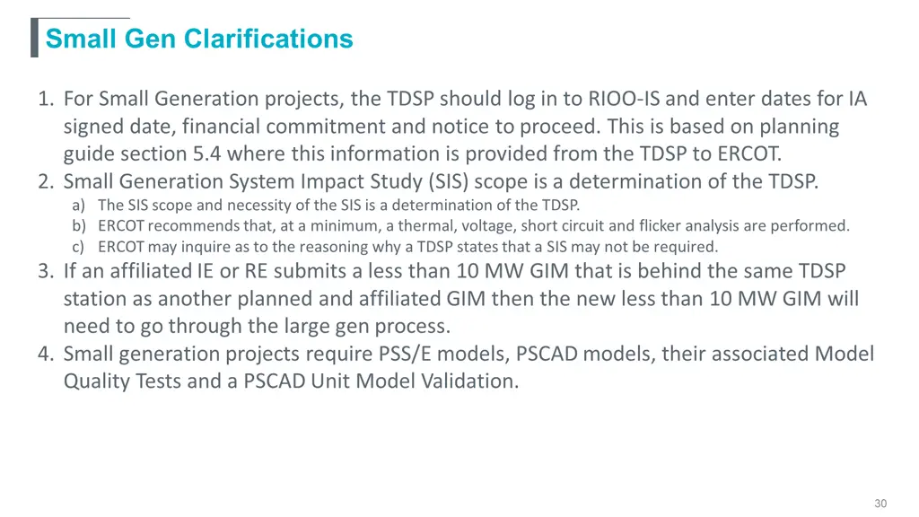 small gen clarifications