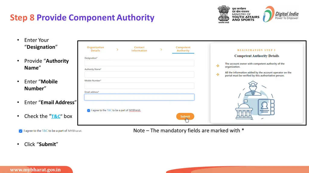 step 8 provide component authority