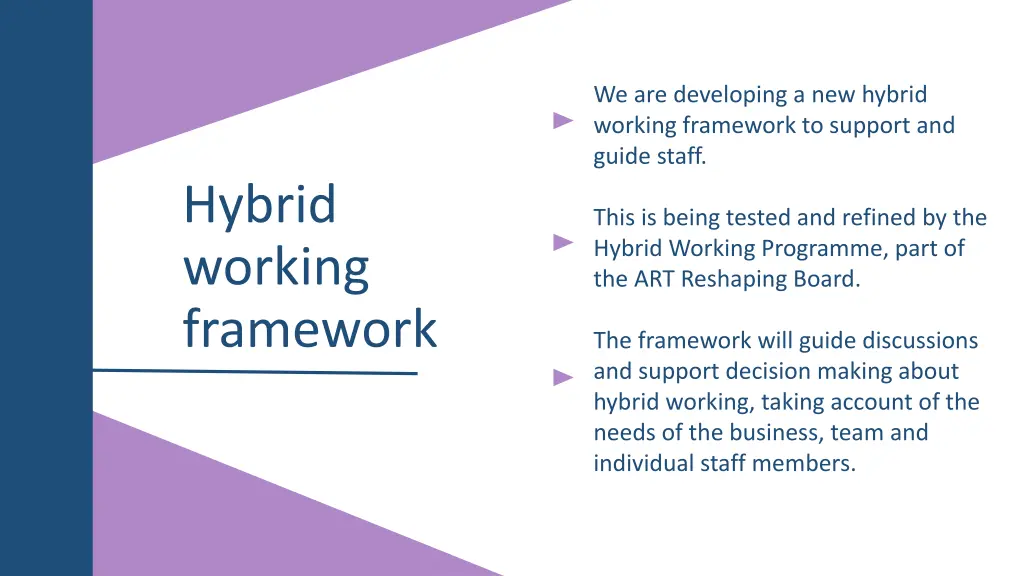 we are developing a new hybrid working framework