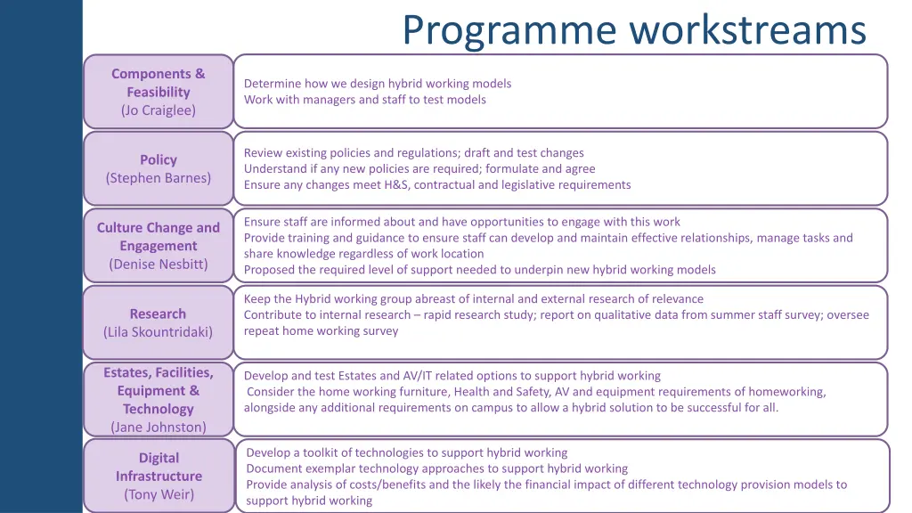 programme workstreams