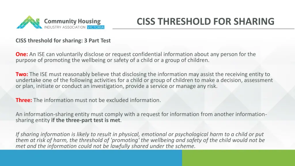 ciss threshold for sharing