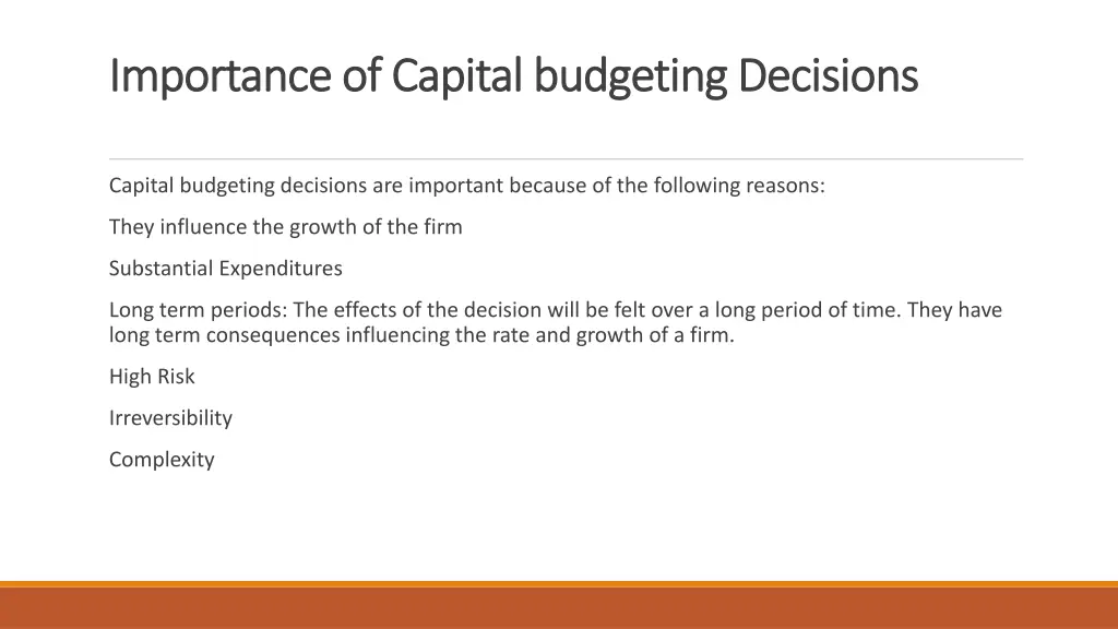 importance of capital budgeting decisions