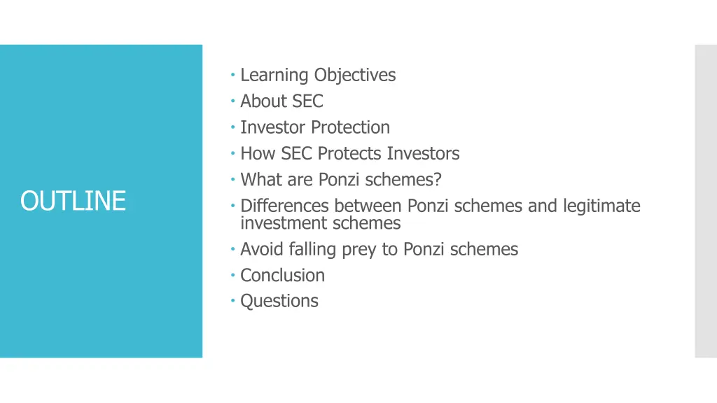 learning objectives about sec investor protection