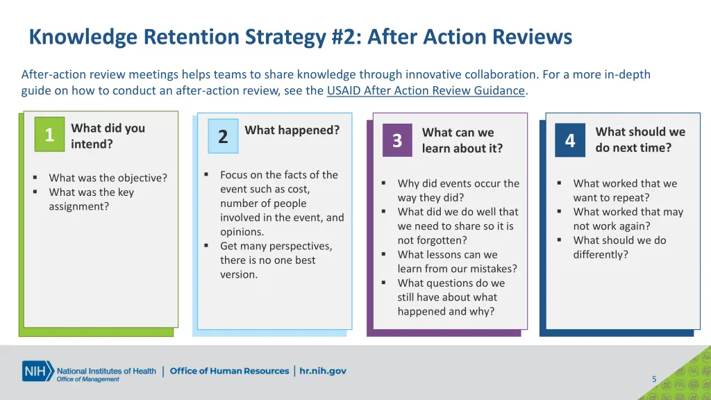 knowledge retention strategy 2 after action