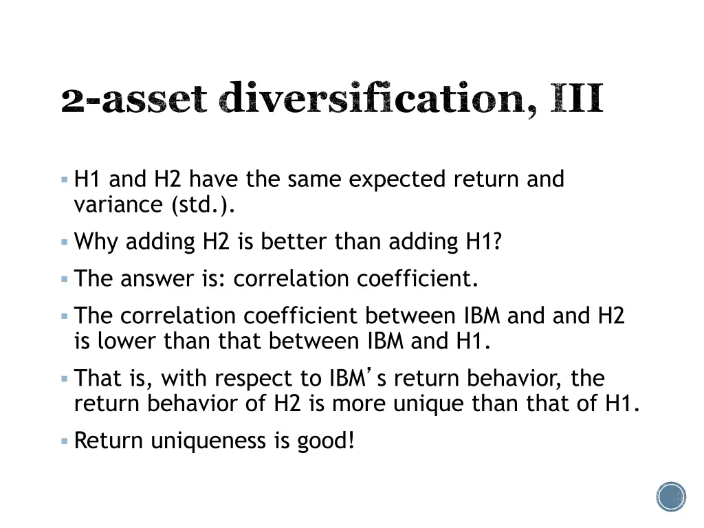 2 asset diversification iii