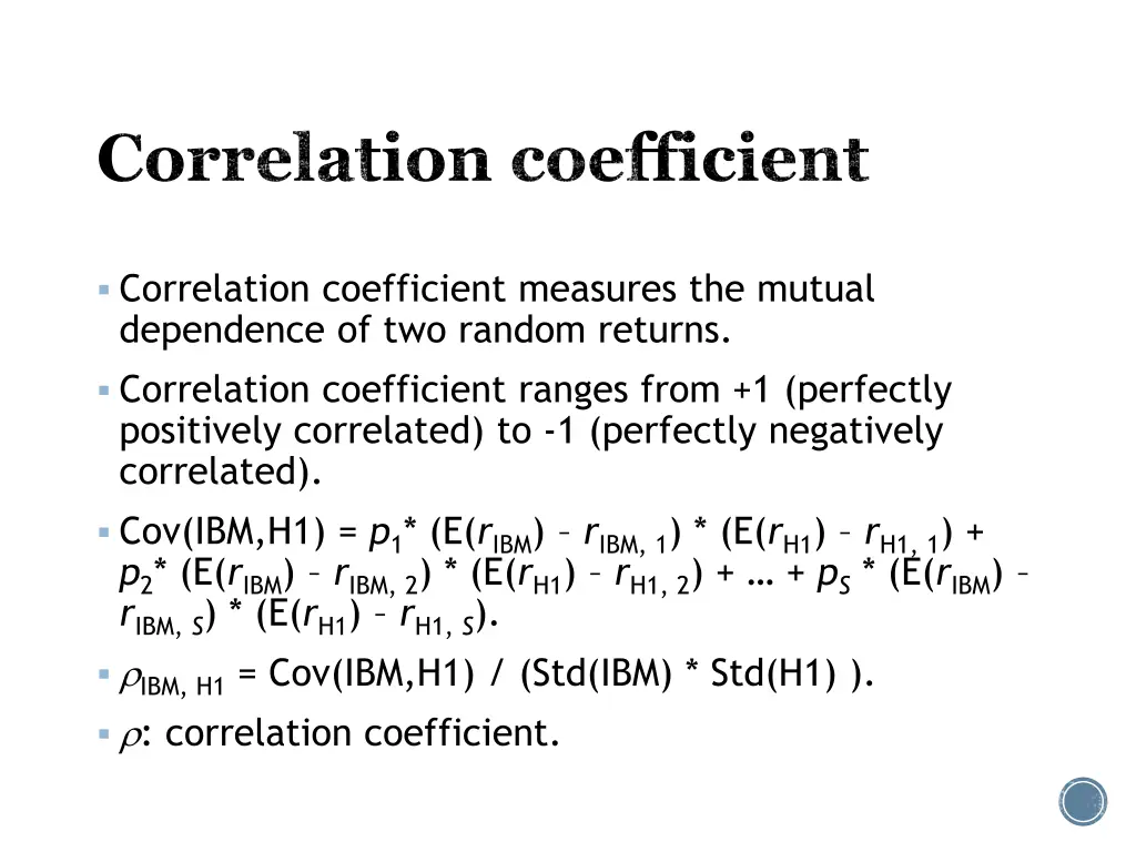 correlation coefficient