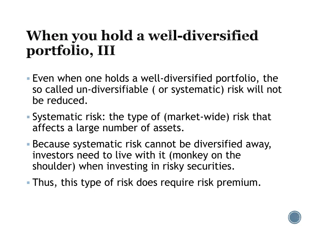 when you hold a well diversified portfolio iii