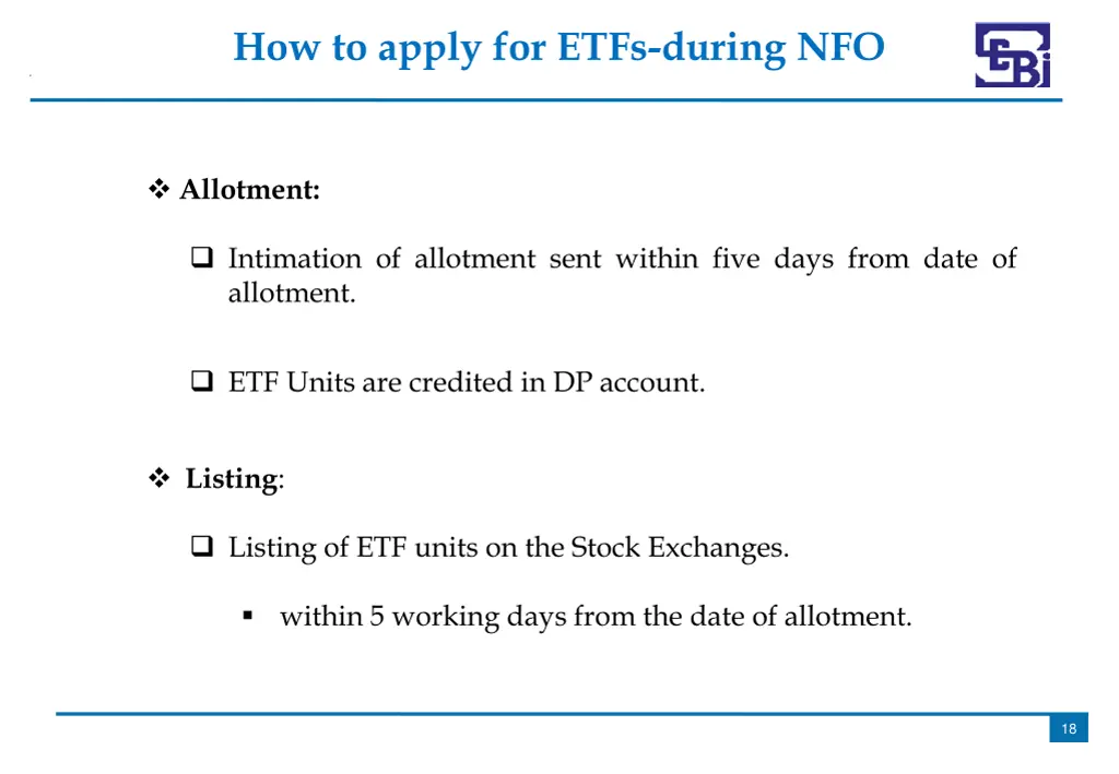 how to apply for etfs during nfo 1