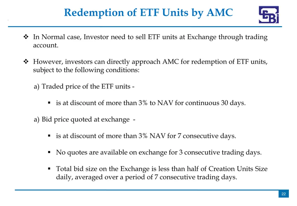 redemption of etf units by amc