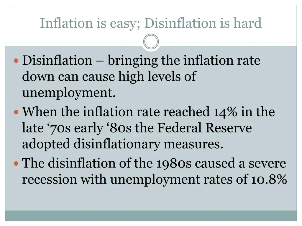 inflation is easy disinflation is hard