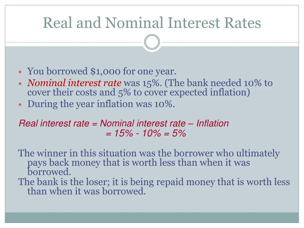 real and nominal interest rates 1