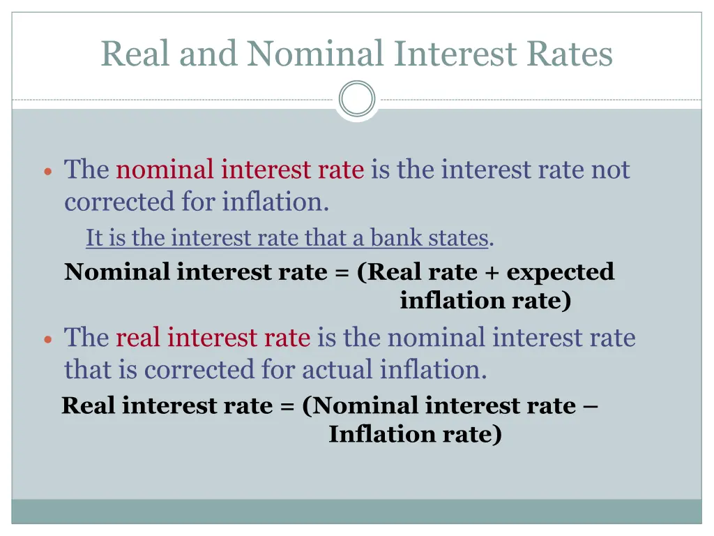 real and nominal interest rates