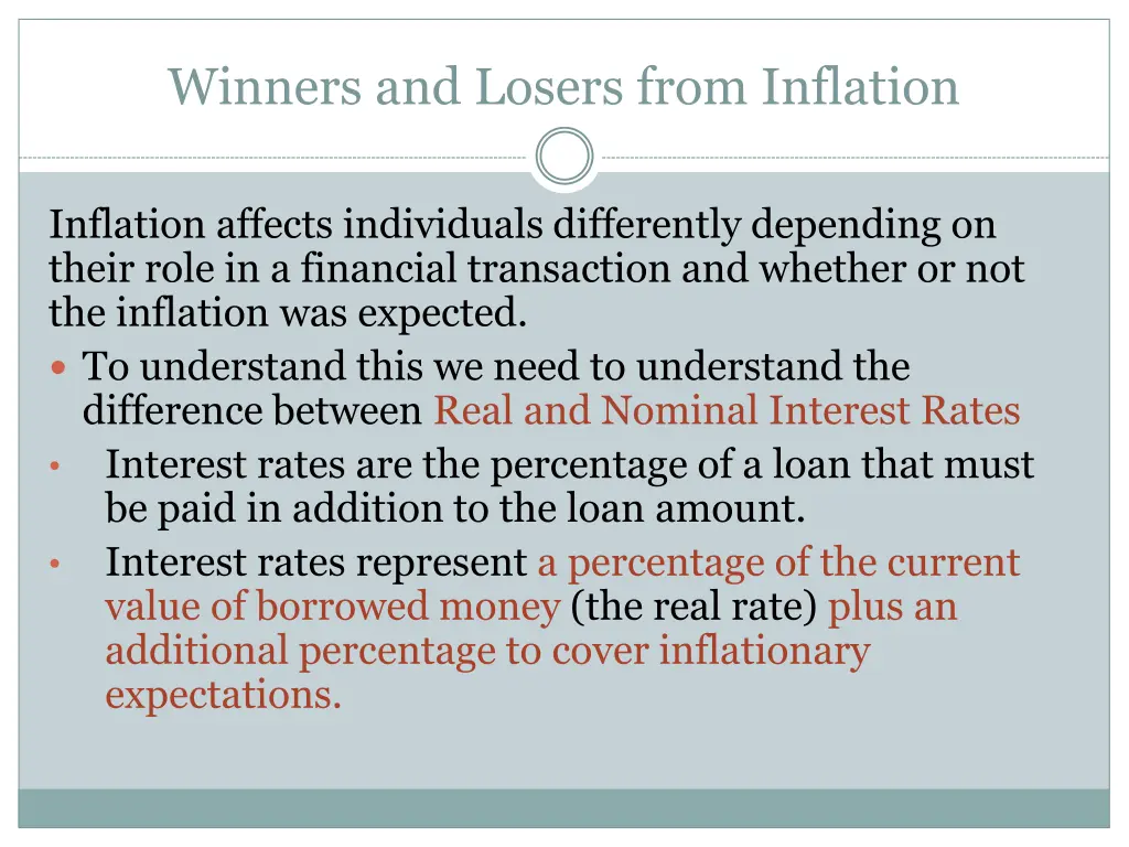 winners and losers from inflation