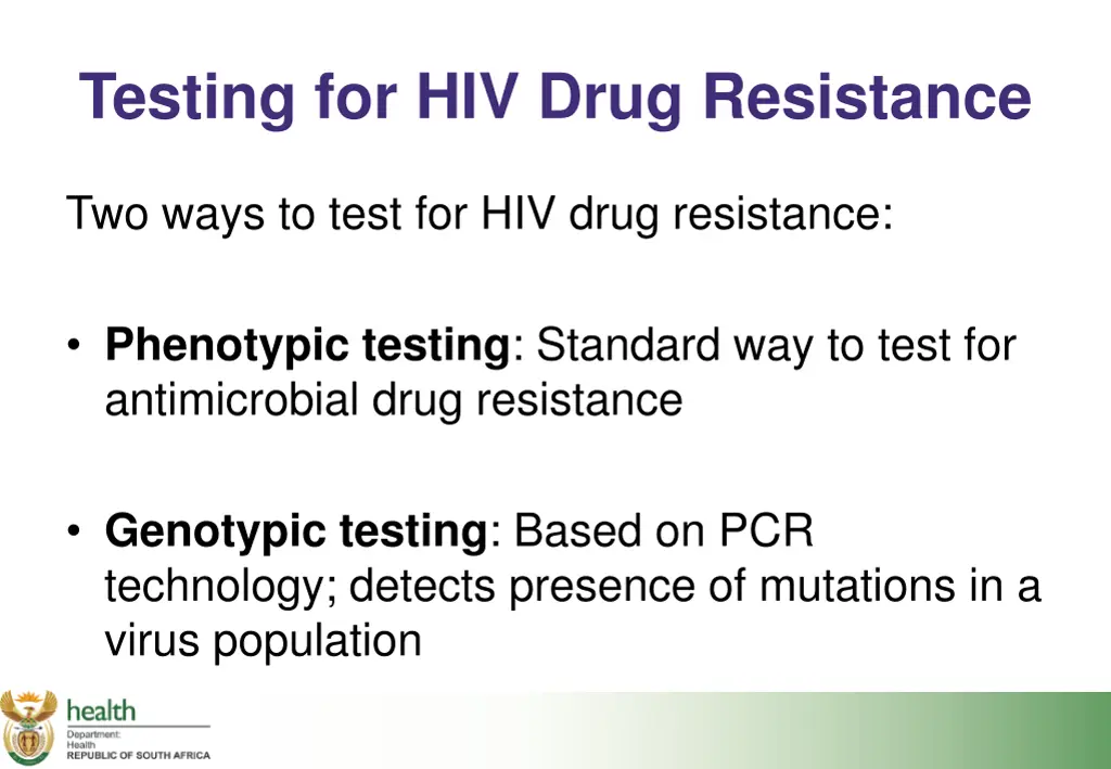 testing for hiv drug resistance