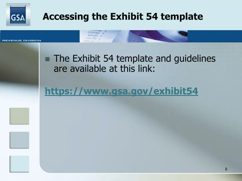 accessing the exhibit 54 template