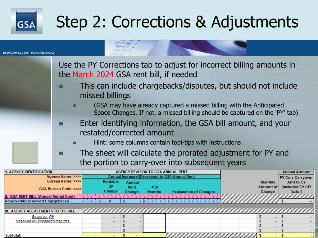 step 2 corrections adjustments