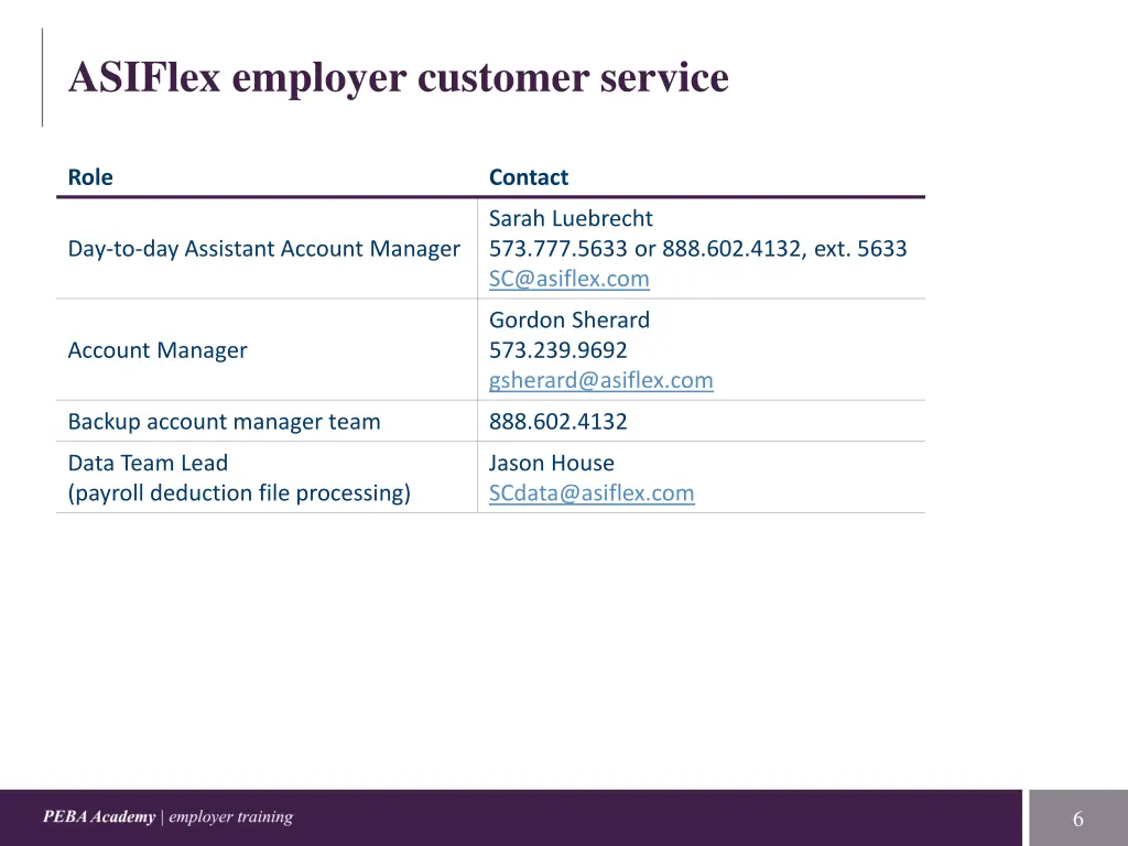 asiflex employer customer service