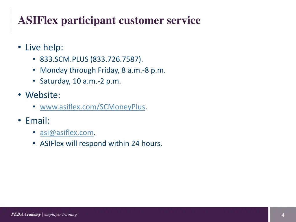 asiflex participant customer service