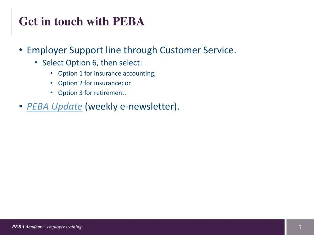 get in touch with peba