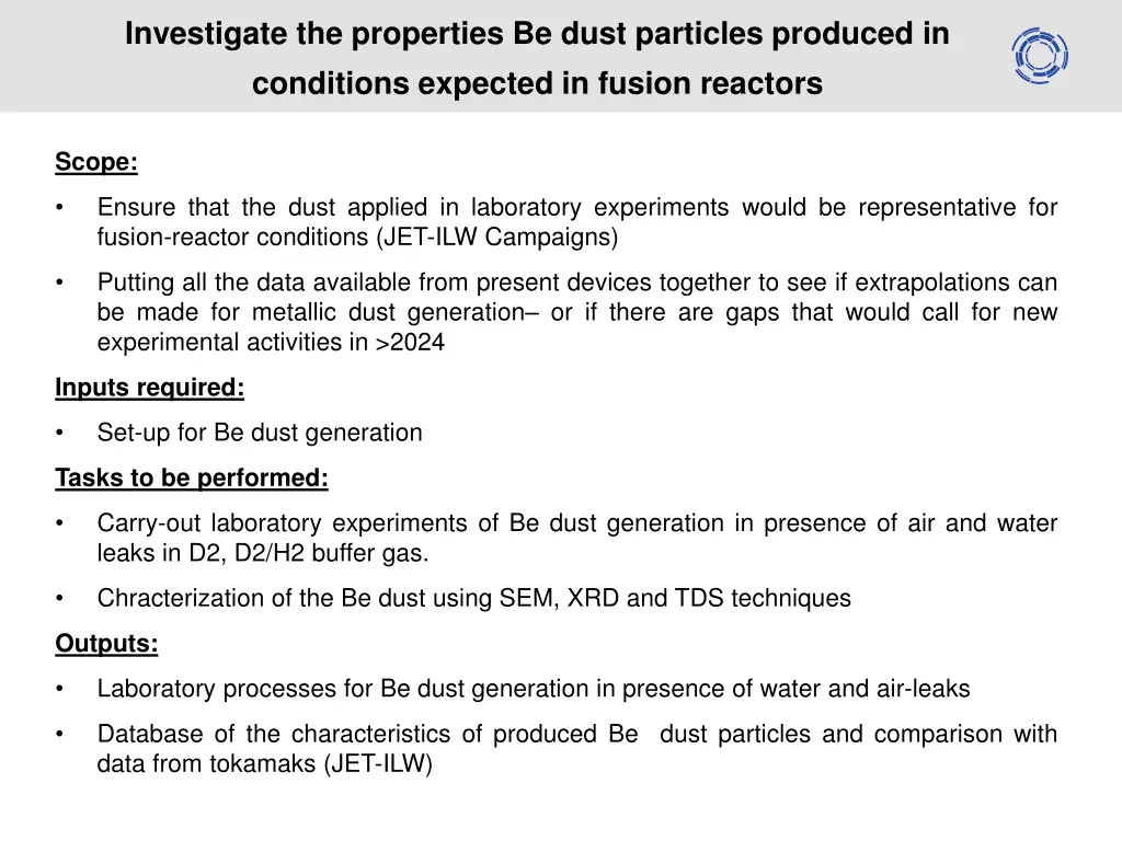 investigate the properties be dust particles