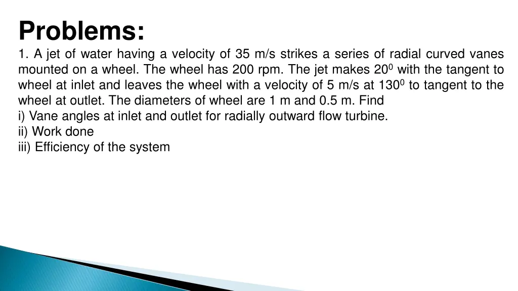 problems 1 a jet of water having a velocity