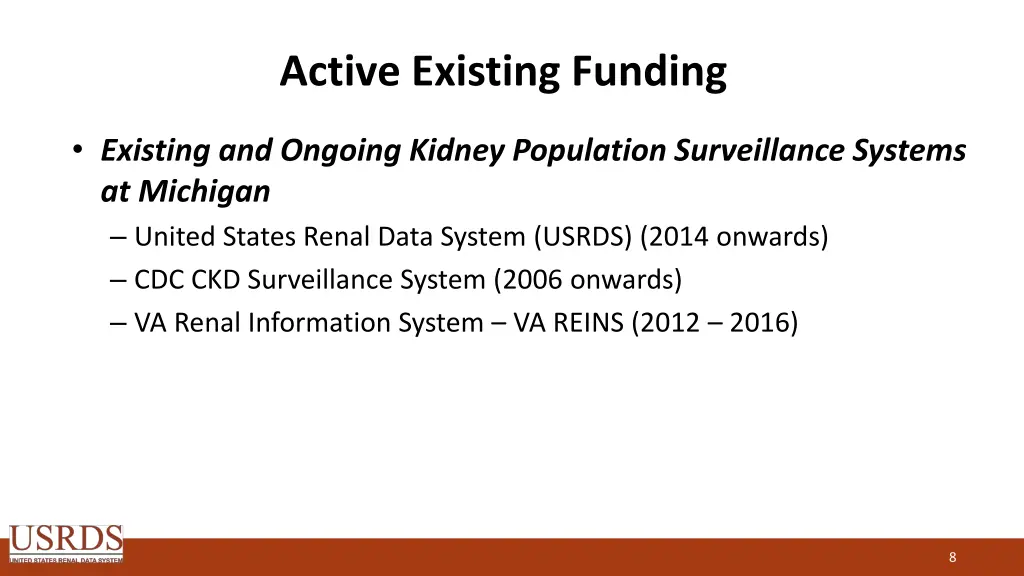 active existing funding