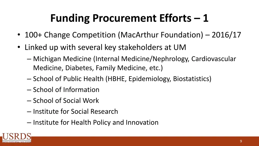 funding procurement efforts 1