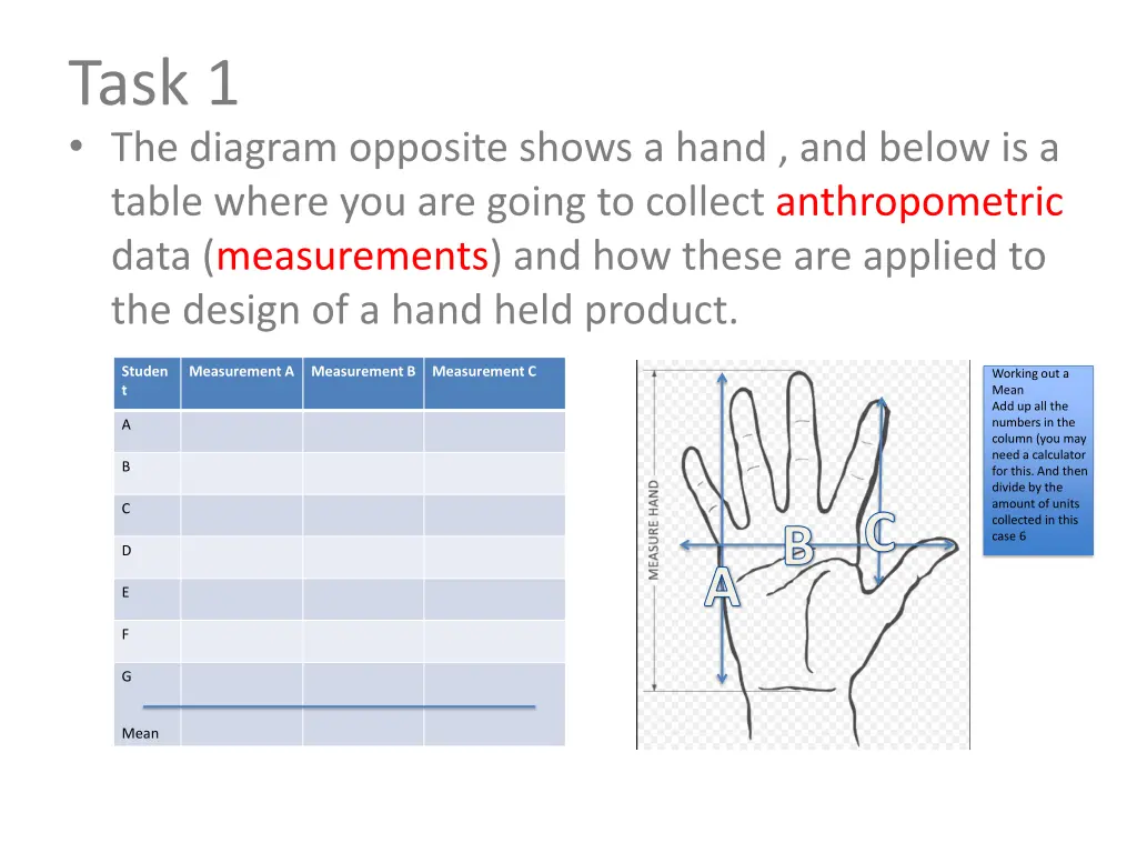 task 1 the diagram opposite shows a hand