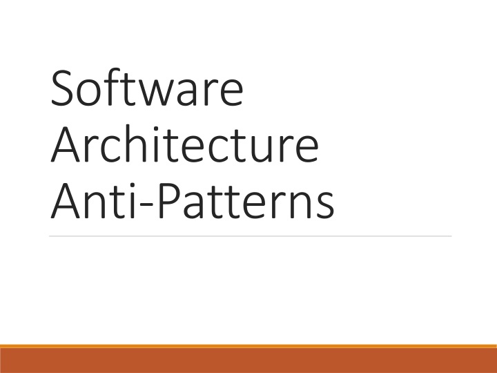 software architecture anti patterns