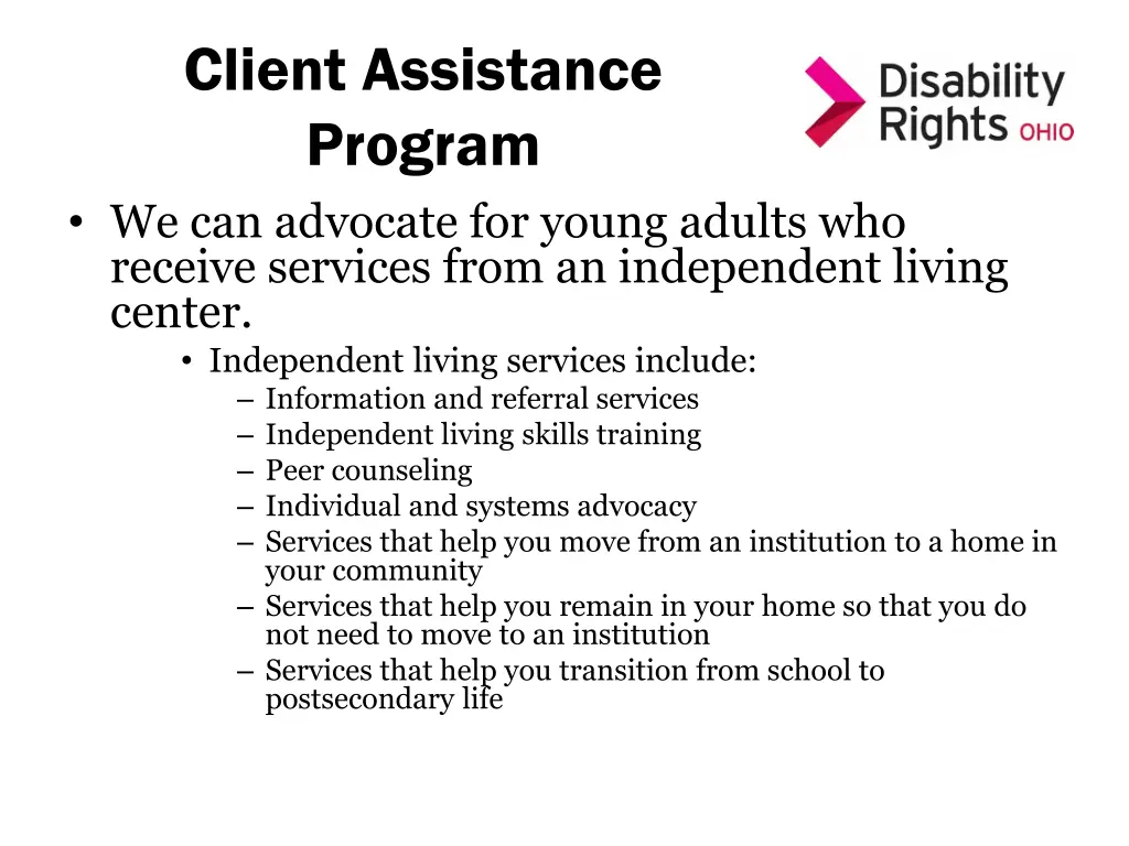 client assistance program we can advocate