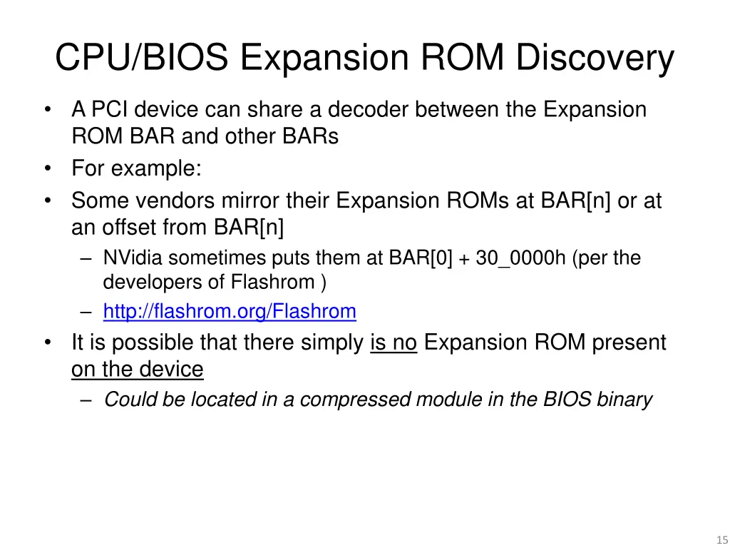 cpu bios expansion rom discovery