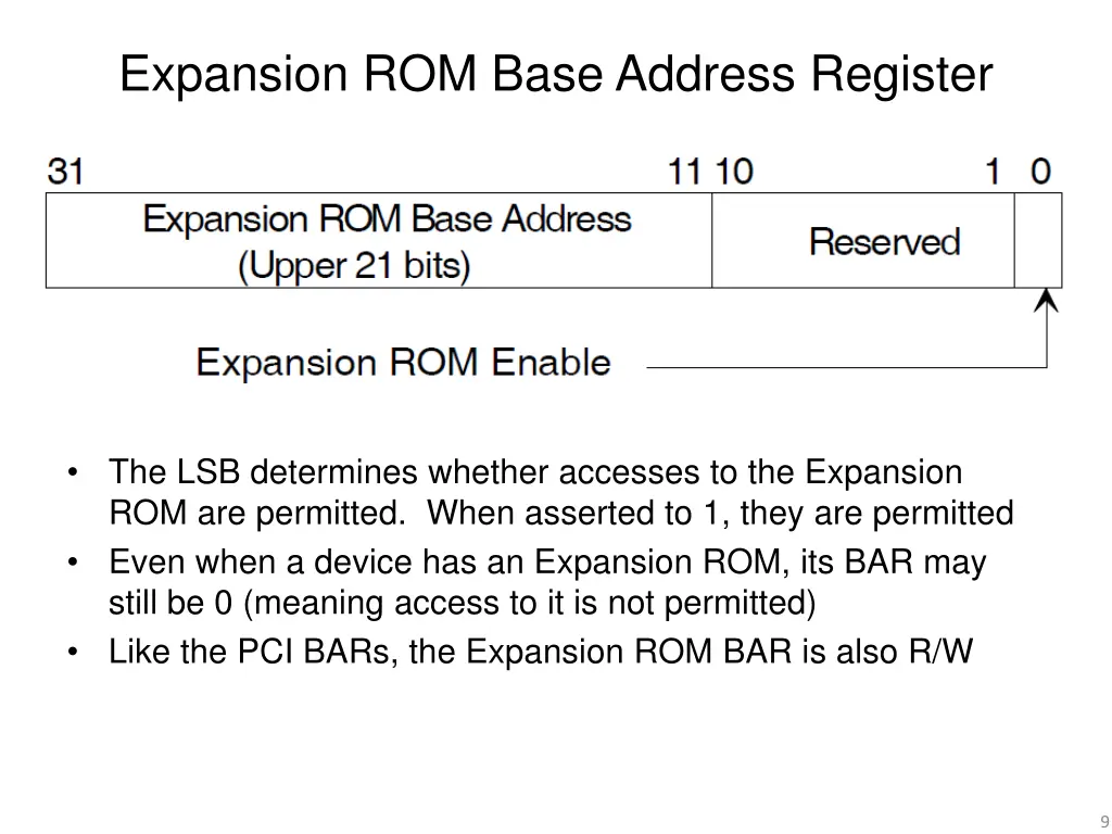 expansion rom base address register