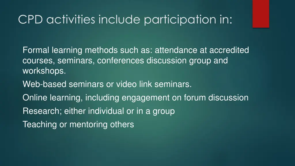 cpd activities include participation in