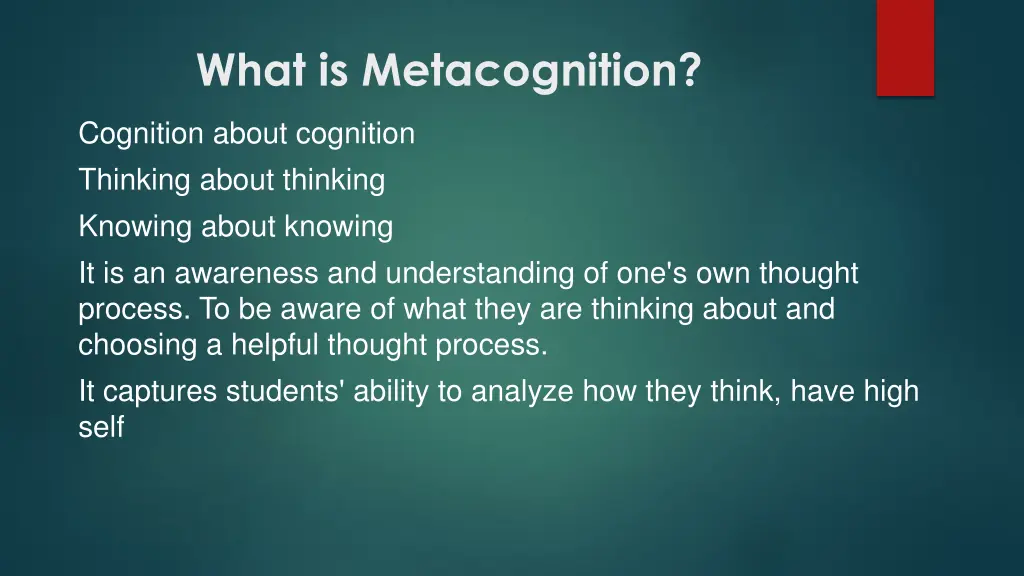 what is metacognition