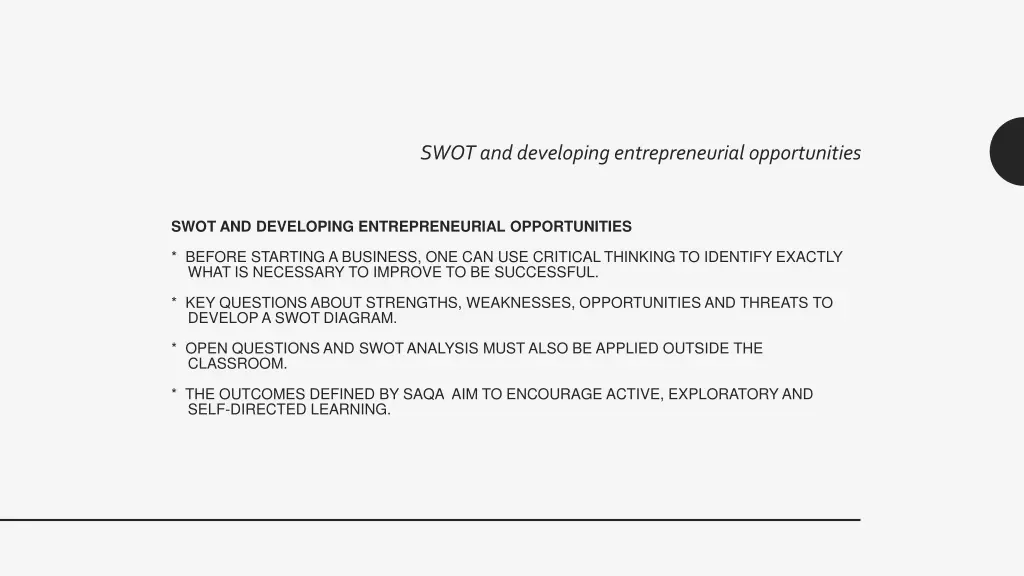 swot and developing entrepreneurial opportunities