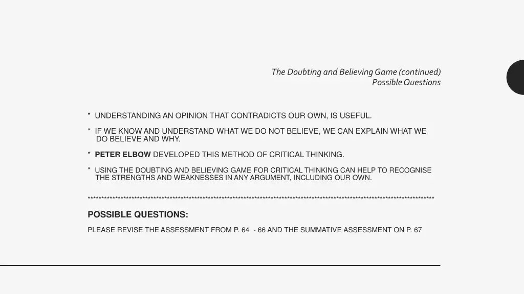 the doubting and believing game continued