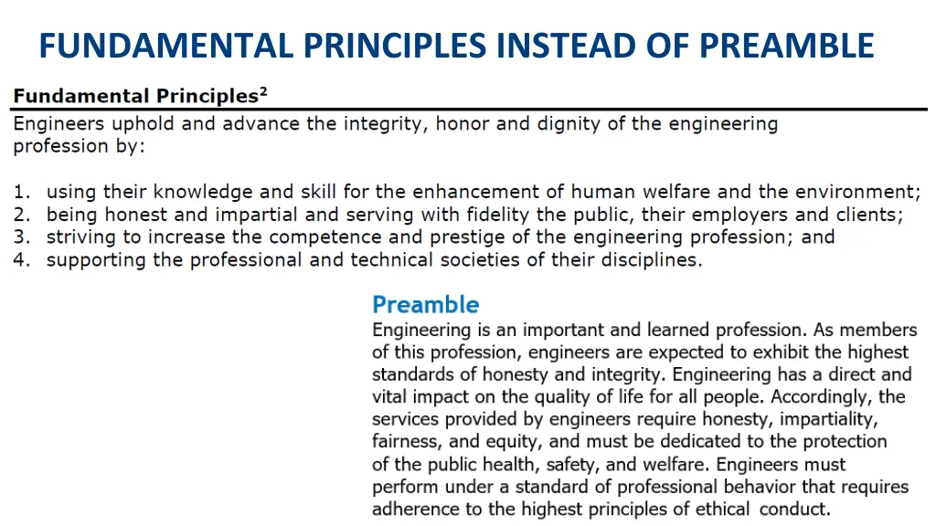 fundamental principles instead of preamble