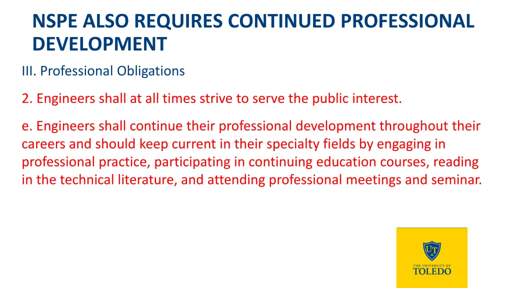 nspe also requires continued professional