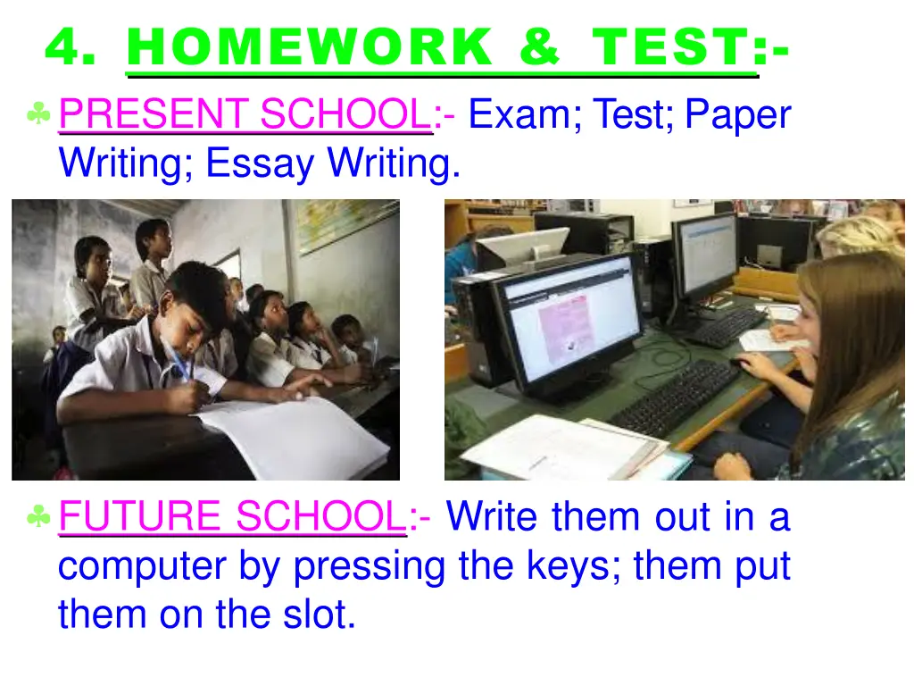 4 homework test present school exam test paper