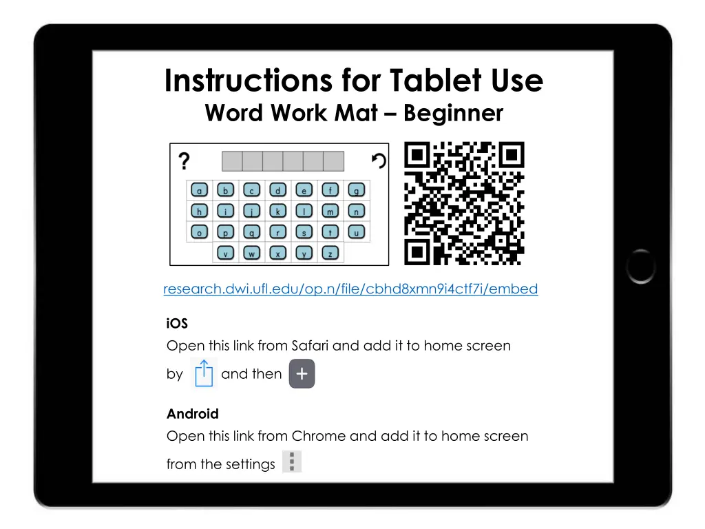 instructions for tablet use word work mat beginner