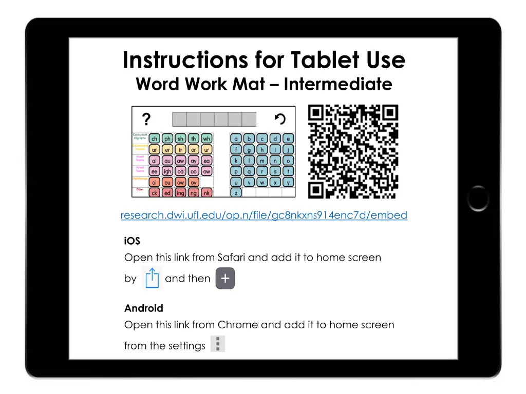 instructions for tablet use word work