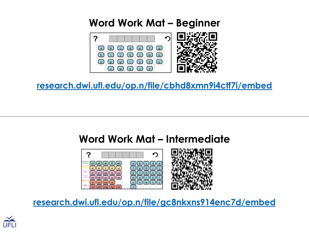 word work mat beginner