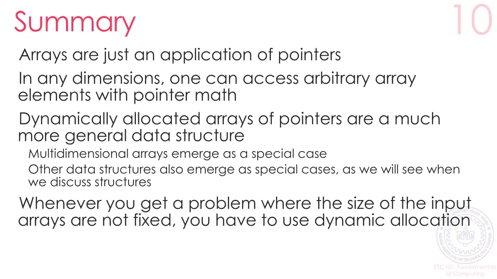 summary arrays are just an application