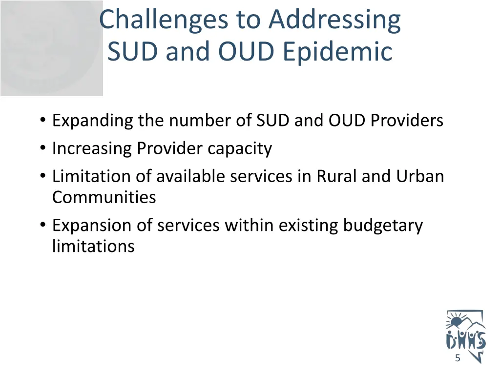 challenges to addressing sud and oud epidemic