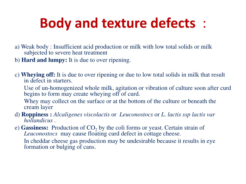 body and texture defects