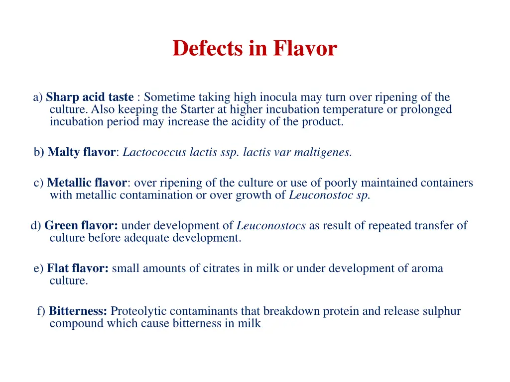 defects in flavor