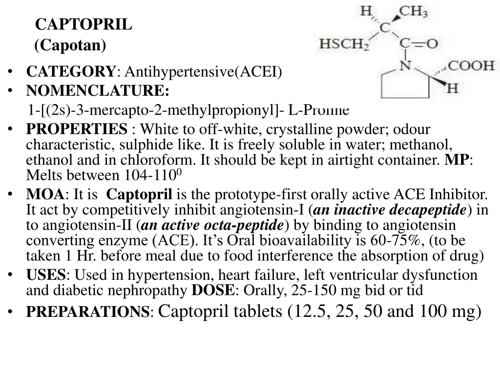 captopril capotan category antihypertensive acei