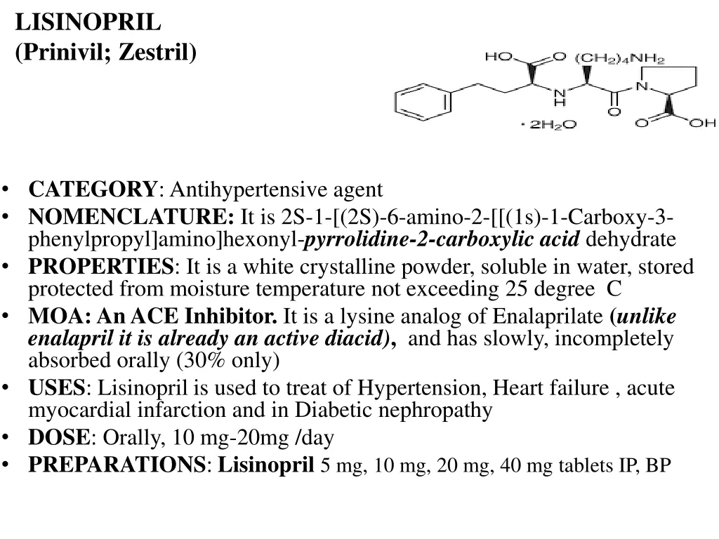 lisinopril prinivil zestril